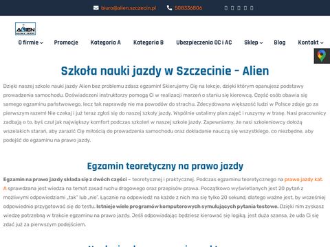 Alien.szczecin.pl egzamin na prawo jazdy