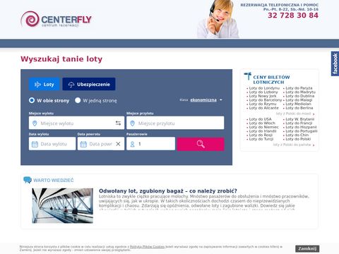 Centerfly.pl tanie bilety lotnicze Warszawa