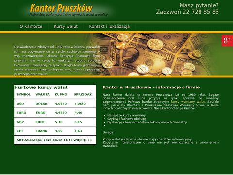 Kantorpruszkow.pl wymiana walut Piastów