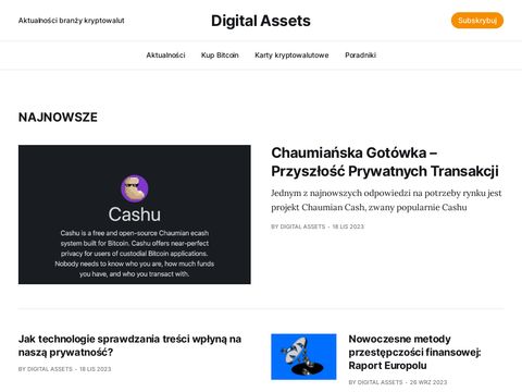 Digitalassets.pl - wiadomości z rynku kryptowalut