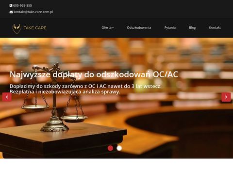 Take-care.com.pl dopłaty odkup odszkodowań OC AC
